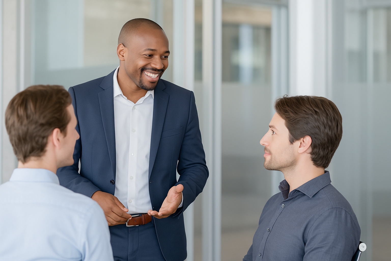 mature business man in meeting smiling