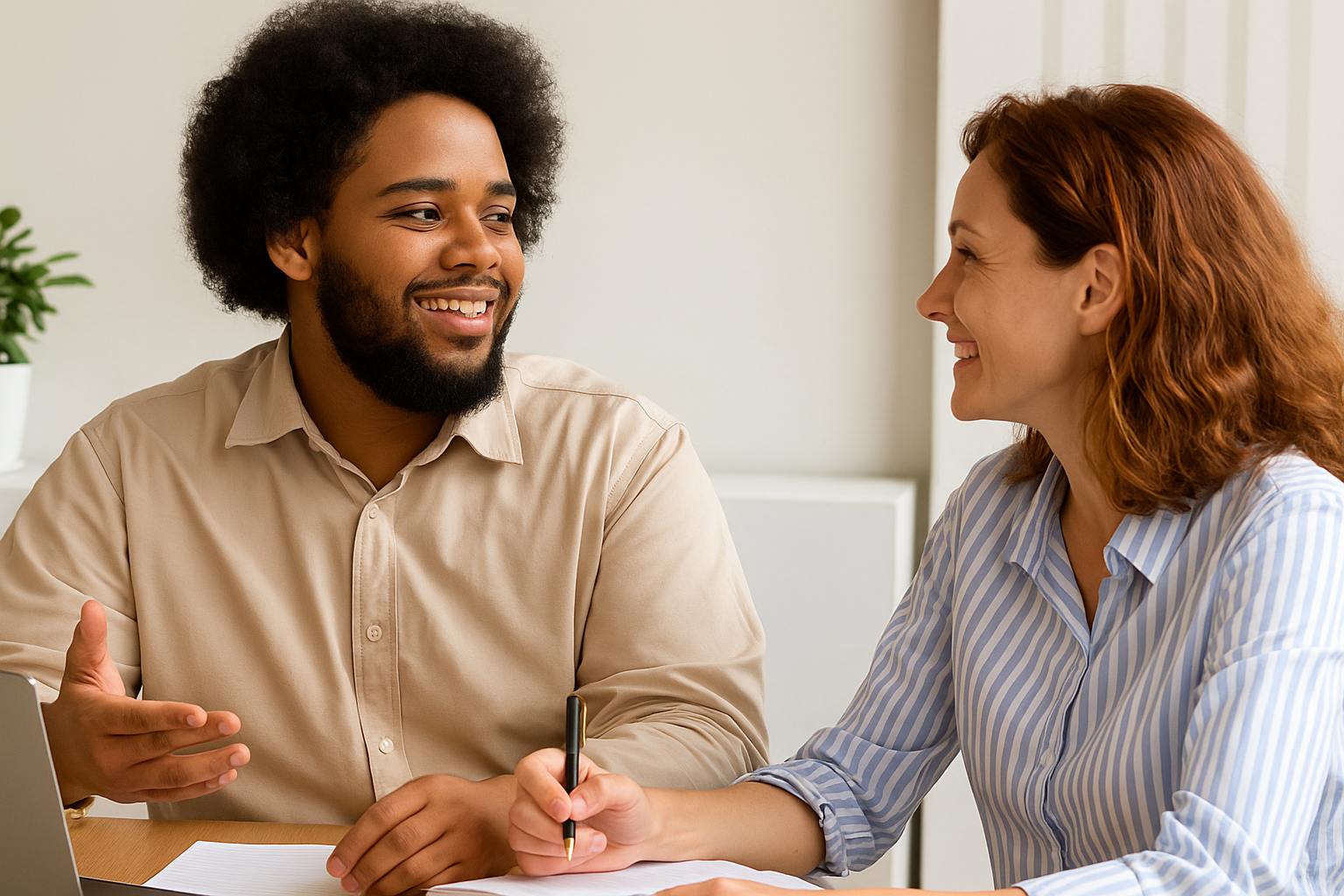 interview of happy smiling hr manager