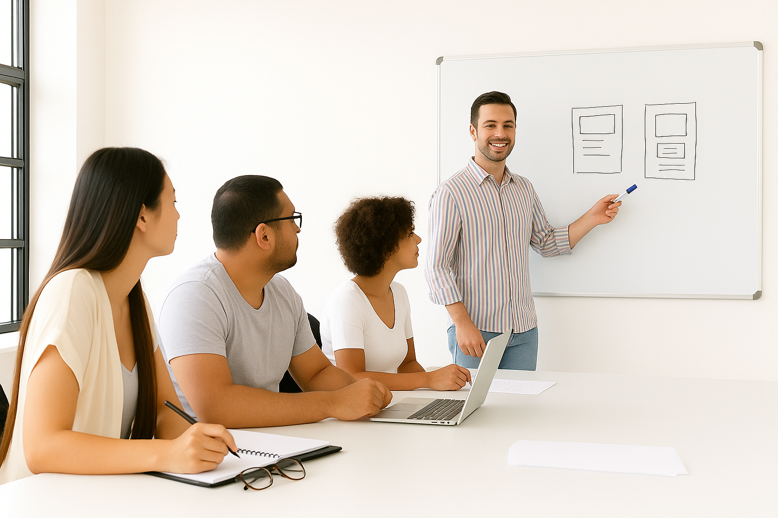 businessman giving creative presentation
