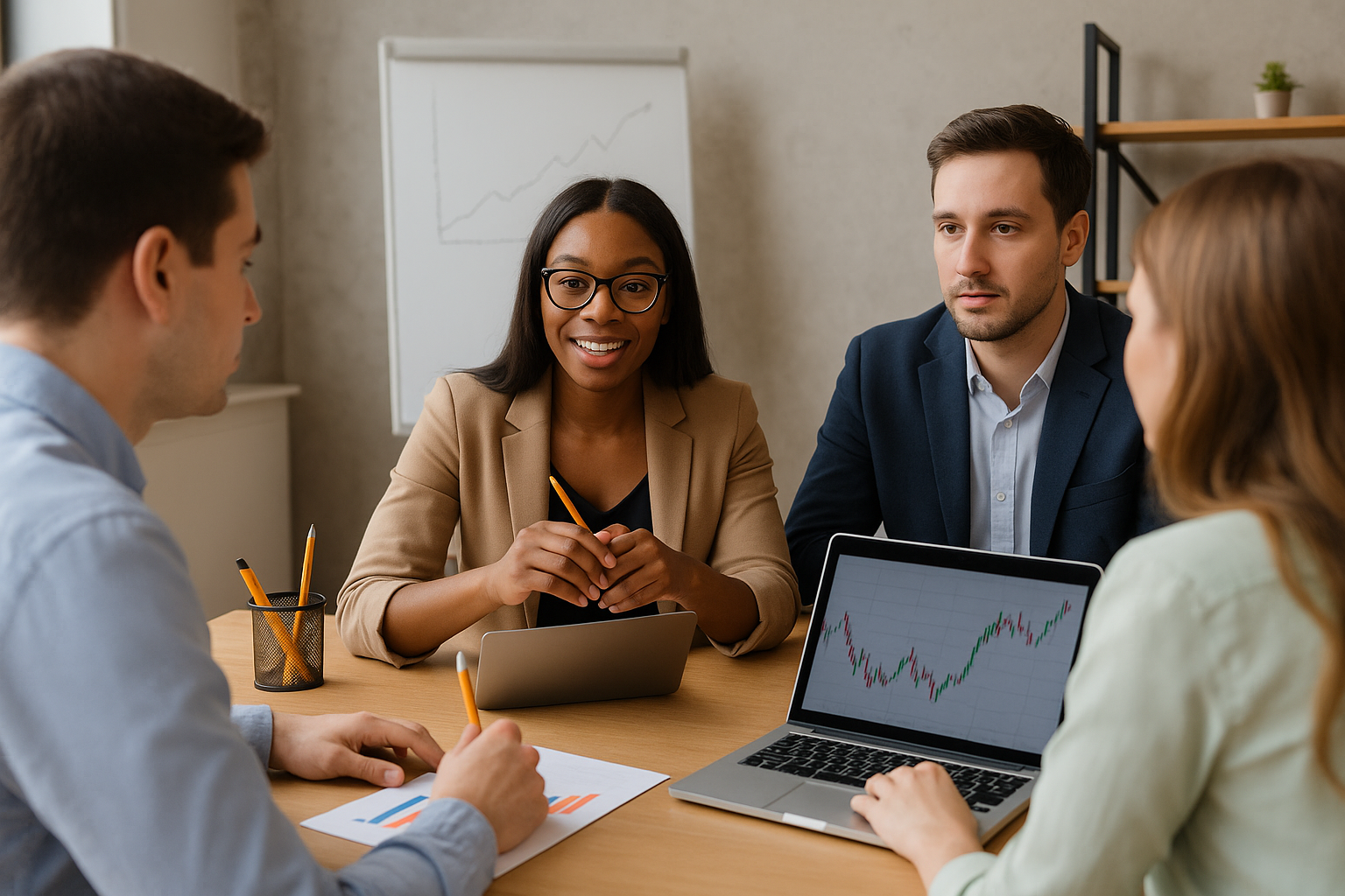 business team discussing results of their work
