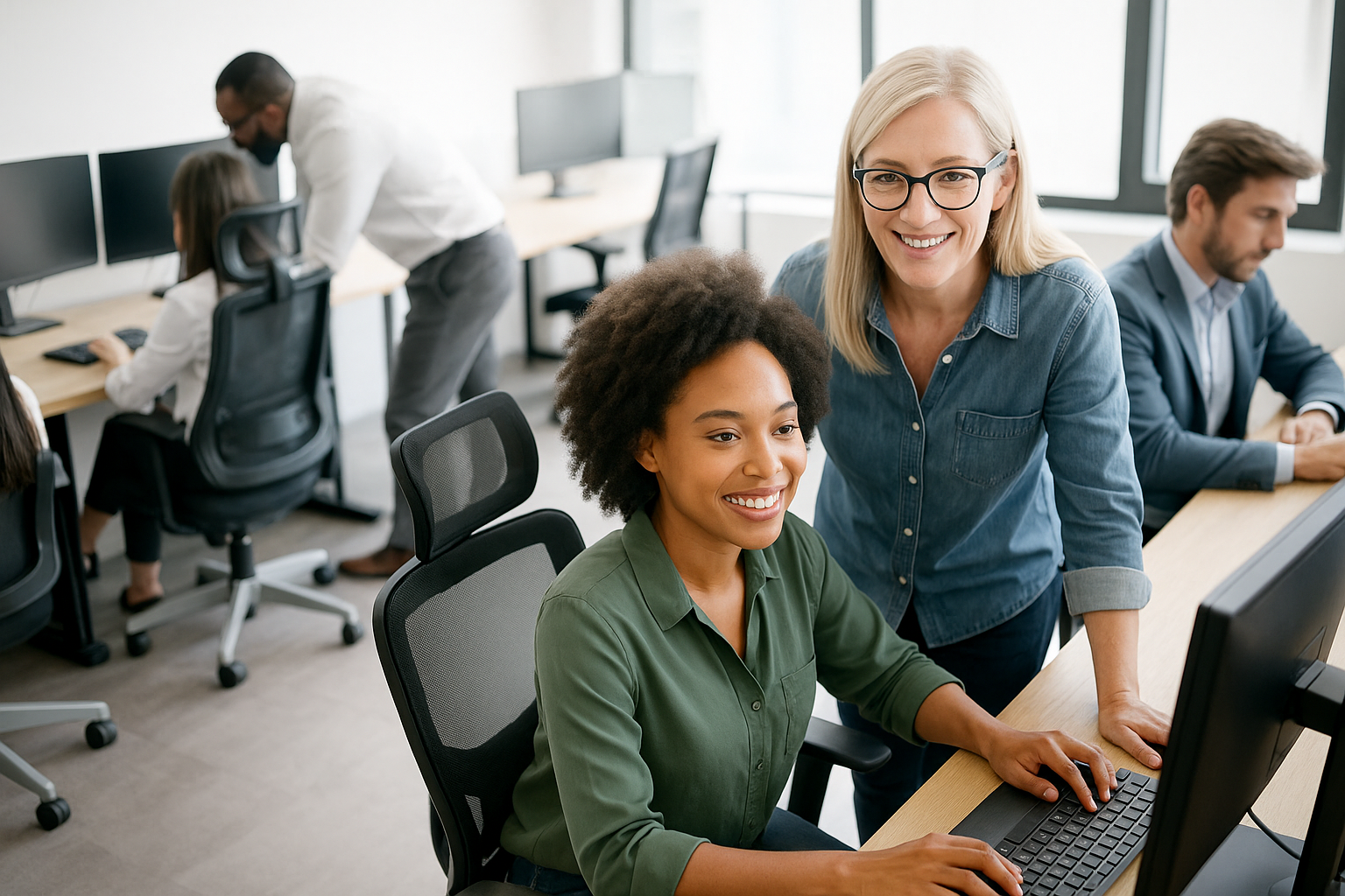 group of young business people working